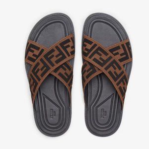 Fendi FF Logo Unisex Slide Criss Cross Sandal Men Sz 6 Fits Women Sz 9 9.5